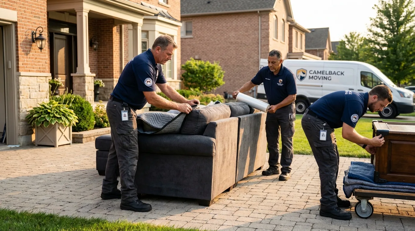 Large estate moving crew wrapping furniture in Amherst, VA